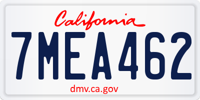 CA license plate 7MEA462