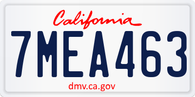 CA license plate 7MEA463