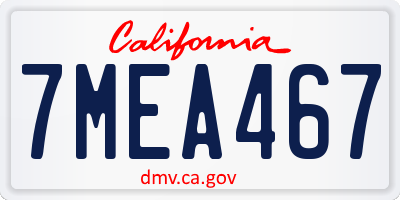 CA license plate 7MEA467