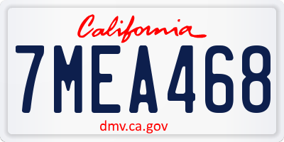 CA license plate 7MEA468