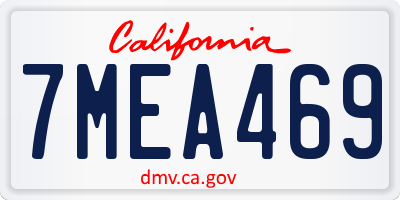 CA license plate 7MEA469