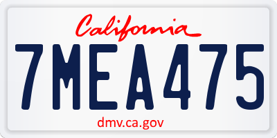 CA license plate 7MEA475