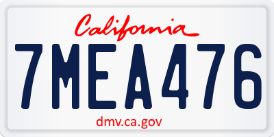 CA license plate 7MEA476