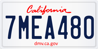 CA license plate 7MEA480