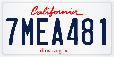 CA license plate 7MEA481