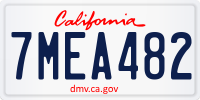 CA license plate 7MEA482