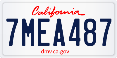 CA license plate 7MEA487