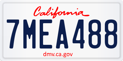 CA license plate 7MEA488