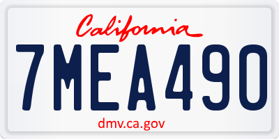 CA license plate 7MEA490