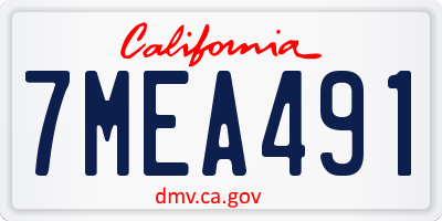 CA license plate 7MEA491