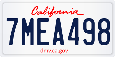 CA license plate 7MEA498