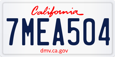 CA license plate 7MEA504