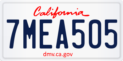 CA license plate 7MEA505