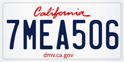 CA license plate 7MEA506