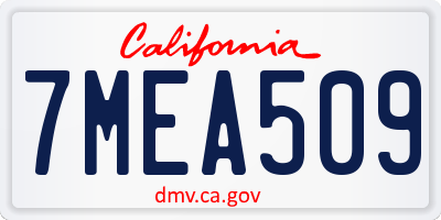 CA license plate 7MEA509