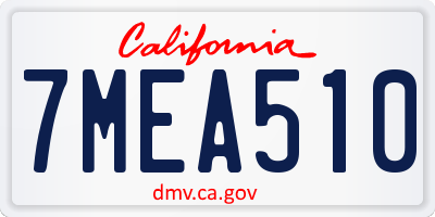 CA license plate 7MEA510