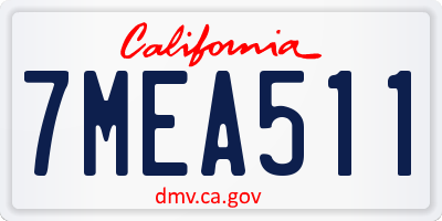 CA license plate 7MEA511