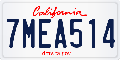 CA license plate 7MEA514