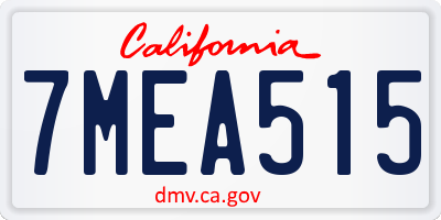 CA license plate 7MEA515