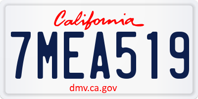 CA license plate 7MEA519