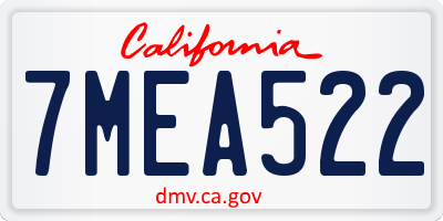 CA license plate 7MEA522