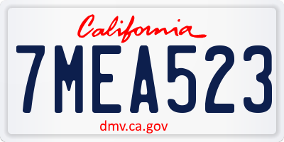 CA license plate 7MEA523