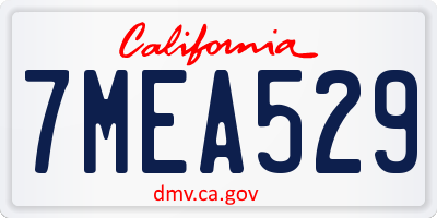 CA license plate 7MEA529