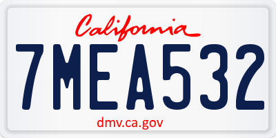 CA license plate 7MEA532