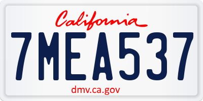 CA license plate 7MEA537