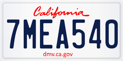 CA license plate 7MEA540