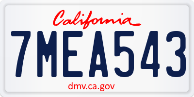 CA license plate 7MEA543