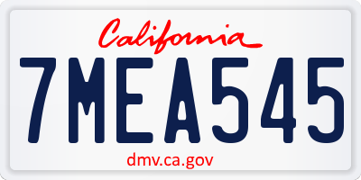 CA license plate 7MEA545