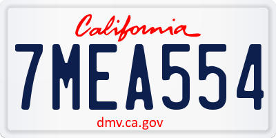 CA license plate 7MEA554