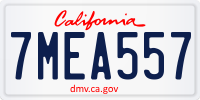 CA license plate 7MEA557