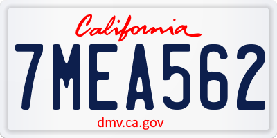 CA license plate 7MEA562