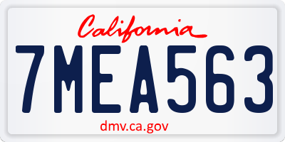 CA license plate 7MEA563