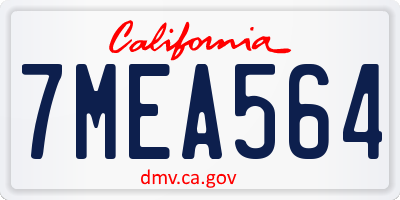 CA license plate 7MEA564