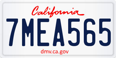 CA license plate 7MEA565