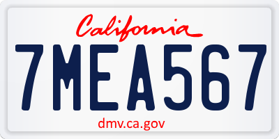 CA license plate 7MEA567