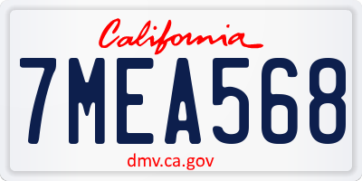 CA license plate 7MEA568