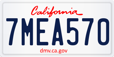 CA license plate 7MEA570