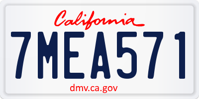 CA license plate 7MEA571