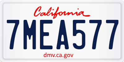 CA license plate 7MEA577