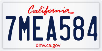 CA license plate 7MEA584