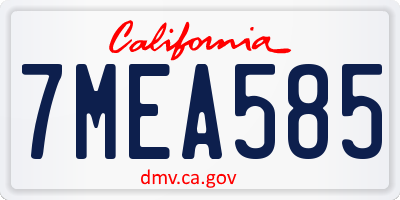 CA license plate 7MEA585