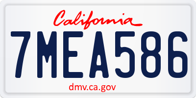 CA license plate 7MEA586