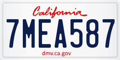 CA license plate 7MEA587