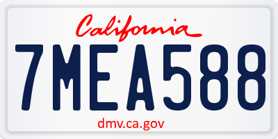 CA license plate 7MEA588