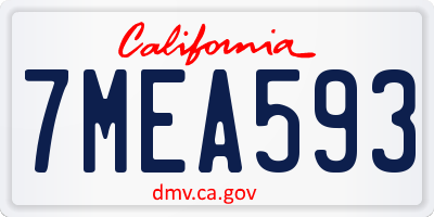 CA license plate 7MEA593