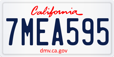 CA license plate 7MEA595